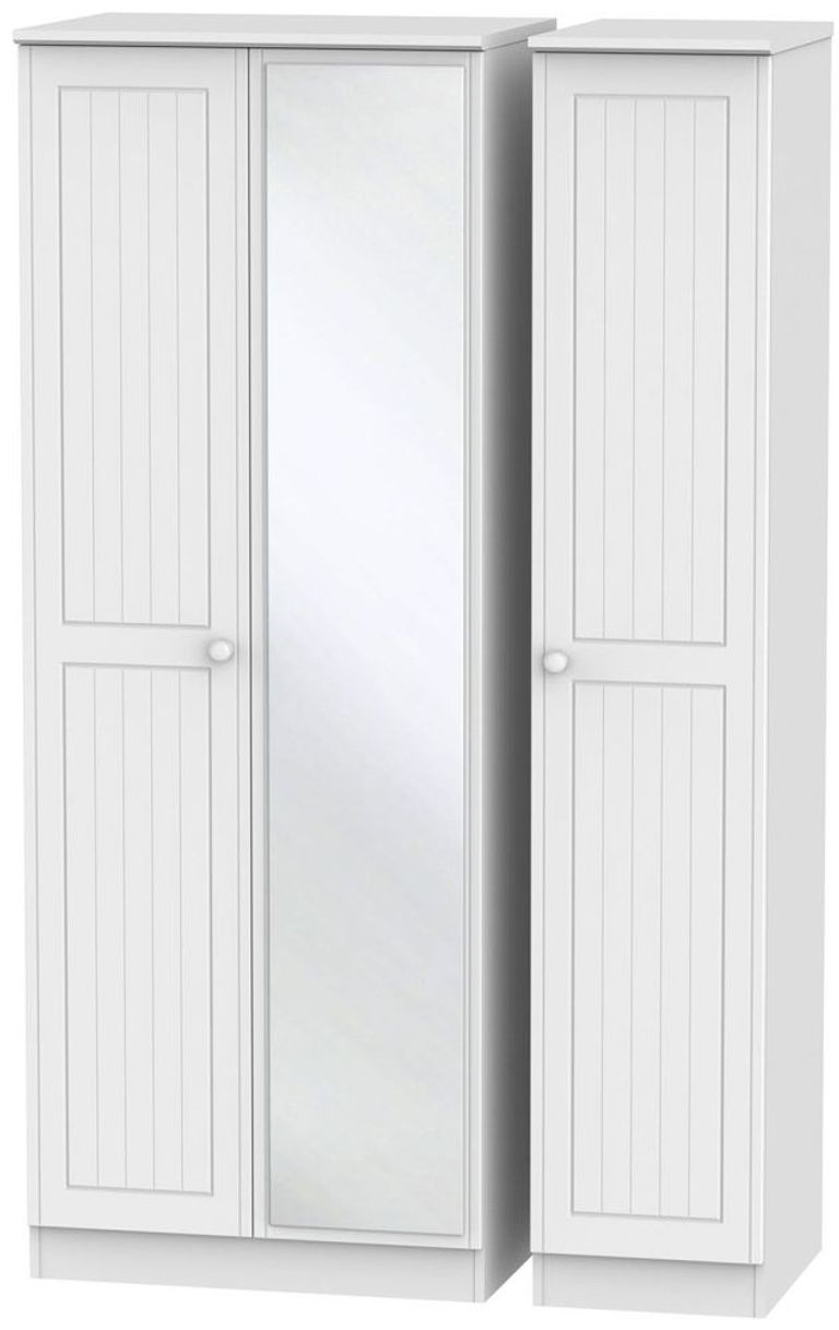 Warwick White 3 Door Tall Triple Wardrobe - 1 Mirror
