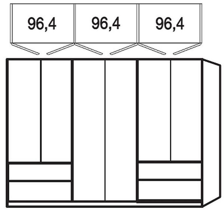 Asmara Wardrobe - 6 Door - Grey Glass and Oak Carcase - 4 Drawers