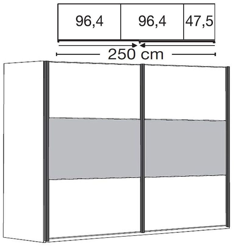Breda Wardrobe Sliding - 2 Door - Oak and Slate - 250cm