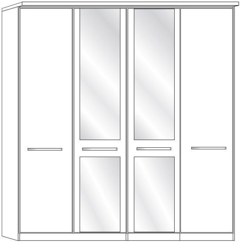 Dakar 2 Wardrobe - 4 Door Mirror - Dark Rustic Oak