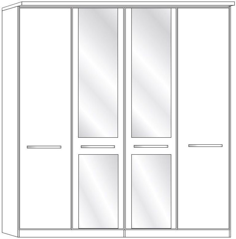 Dakar 2 Wardrobe - 4 Door Mirror - Rustic Oak - 200cm