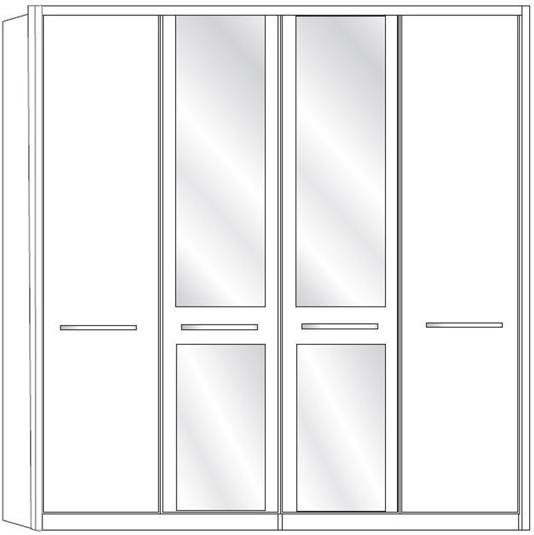 Dakar 2 Wardrobe - 4 Door Mirror - Rustic Oak - 206cm