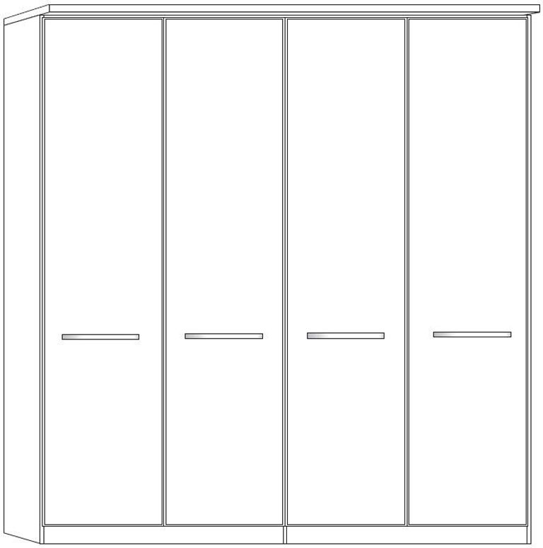 Dakar 2 Wardrobe - 4 Door - Rustic Oak - Silver Handles