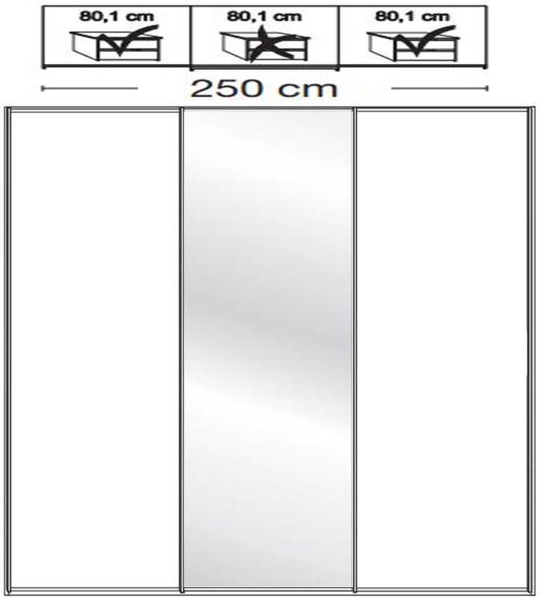 Miami2 Sliding Wardrobe - 3 Door Mirror - Holm Oak