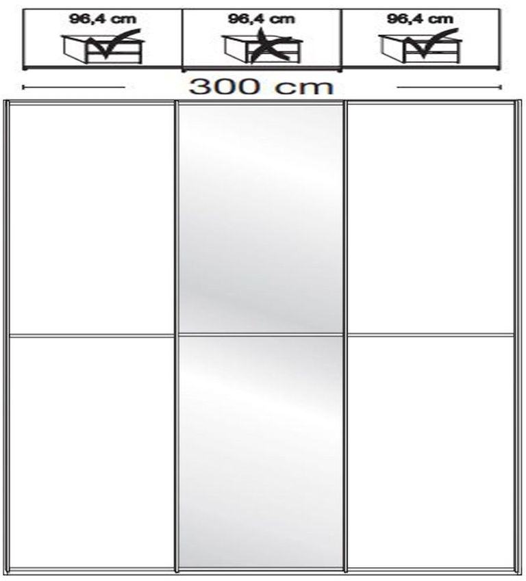 Miami2 Sliding Wardrobe - 3 Door - Oak and White Glass