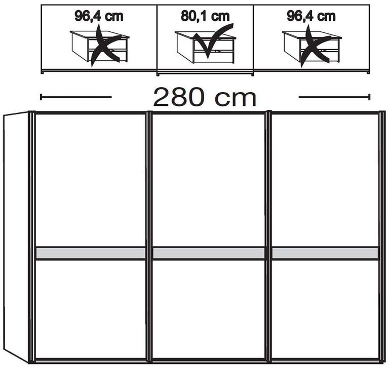 Rialto Sliding Wardrobe - 3 Door - White Glass and Oak Trim
