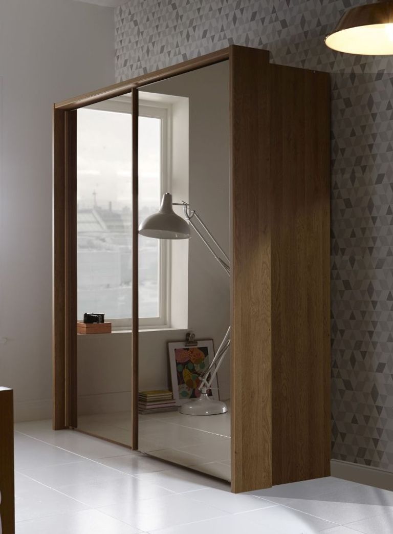 Sydney Sliding Wardrobe - 2 Door Full Mirrored - Oak