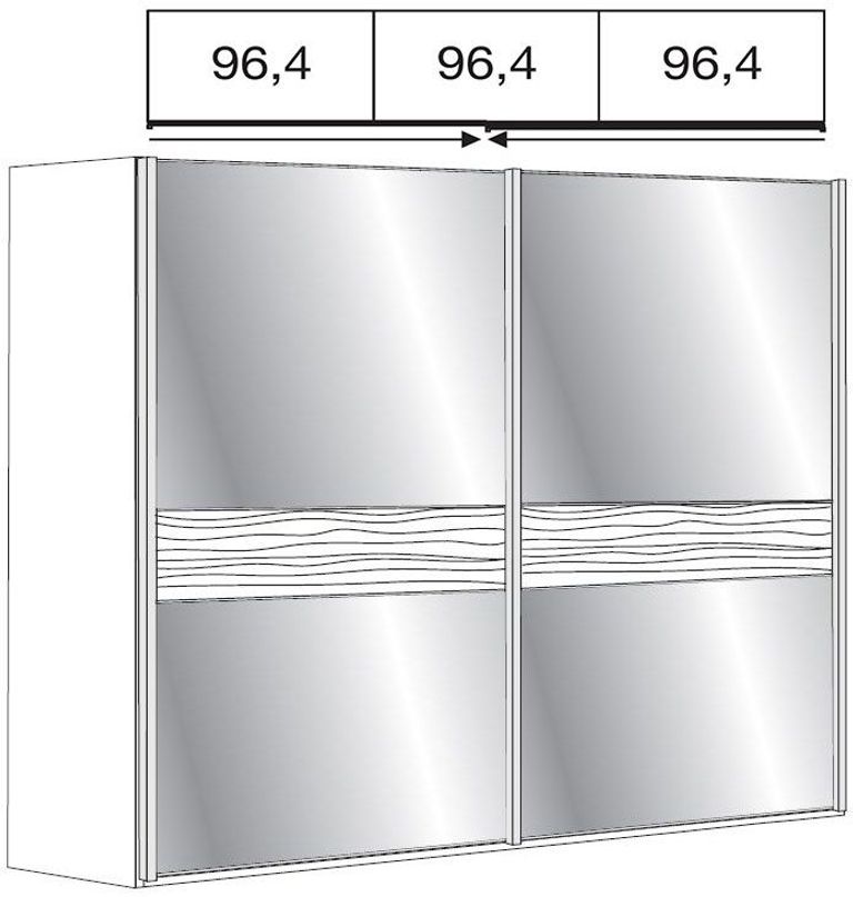 Wega Sliding Wardrobe - 2 Door Full Mirrored - Oak