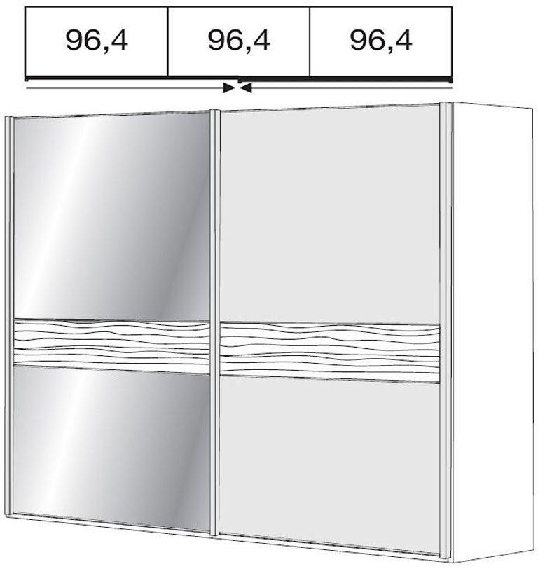 Wega Sliding Wardrobe - 2 Door Mirror - Oak and Champagne Glass - LH