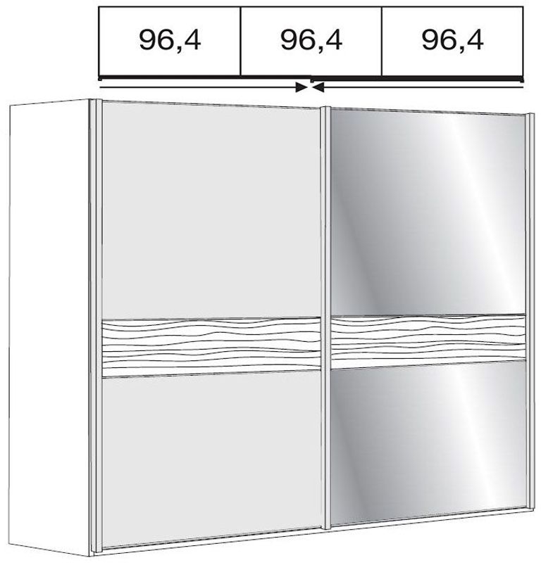 Wega Sliding Wardrobe - 2 Door Mirror - Oak and Champagne Glass - RH