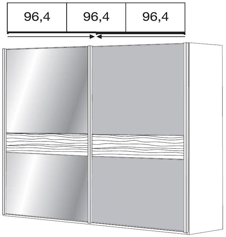 Wega Sliding Wardrobe - 2 Door Mirror - Oak and Havana Glass - LH