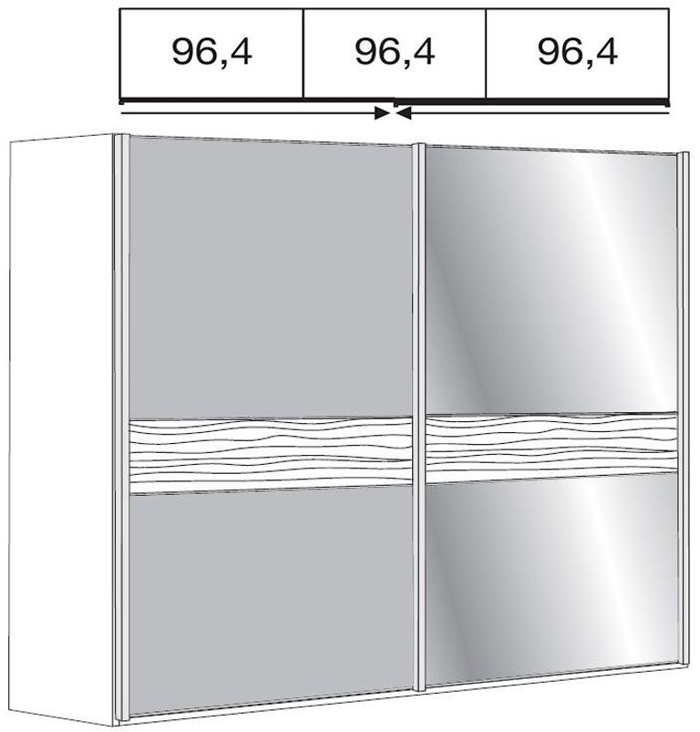 Wega Sliding Wardrobe - 2 Door Mirror - Oak and Havana Glass - RH