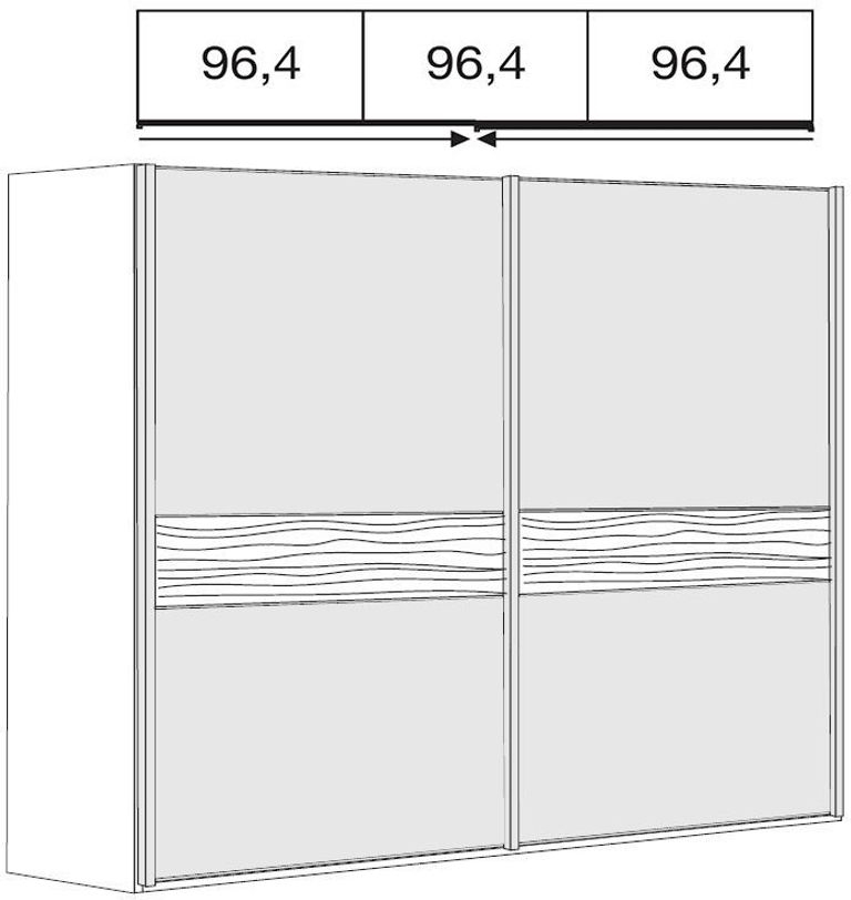 Wega Sliding Wardrobe - 2 Door - Oak and Champagne Glass