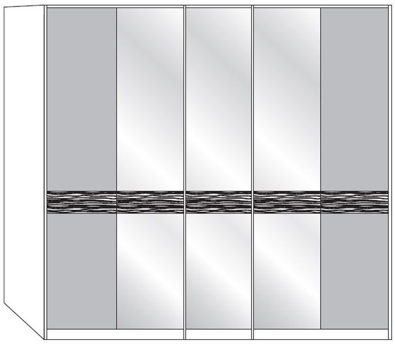 Wega Wardrobe - 5 Door Mirror - Oak and Havana Glass