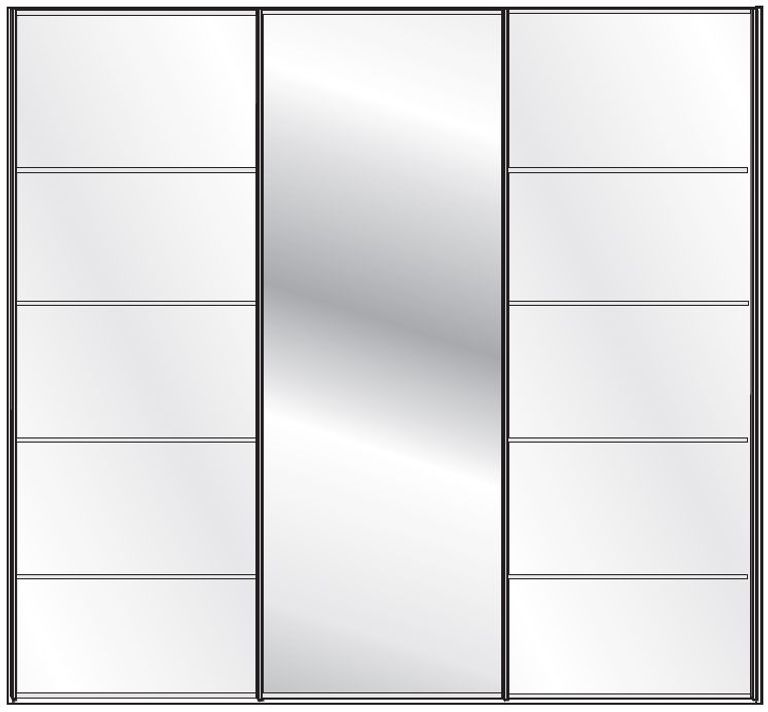 Westside Sliding Wardrobe - 3 Door - Mirror - White Glass