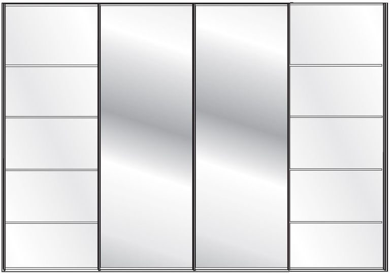 Westside Sliding Wardrobe - 4 Door - Mirror - White Glass