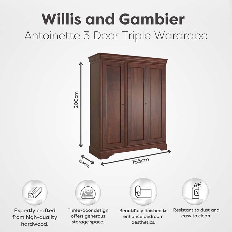 Antoinette Triple Wardrobe - 3 Door - Cherrywood