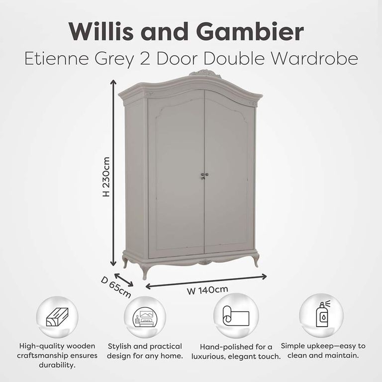 Etienne Wardrobe - 2 Door - Grey