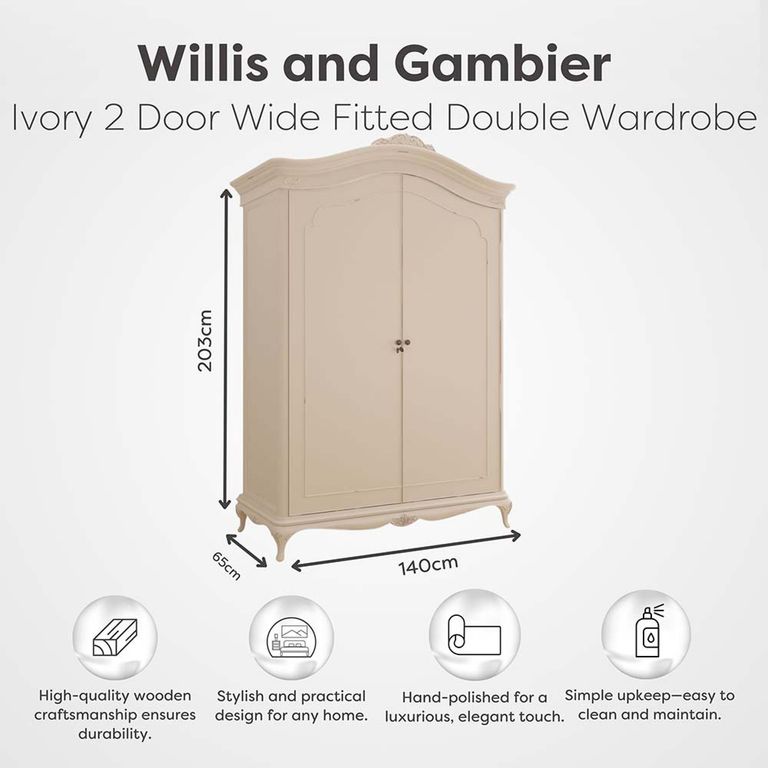 Ivory Wardrobe - 2 Door