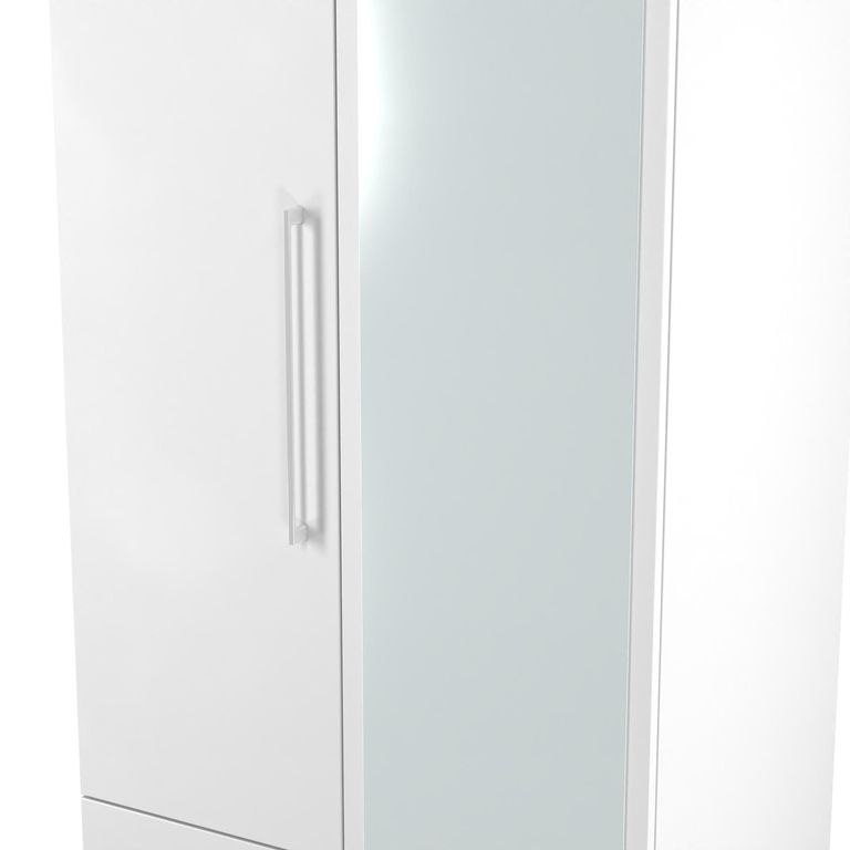 Worcester White 2 Door Tall Combi Wardrobe - 1 Mirror