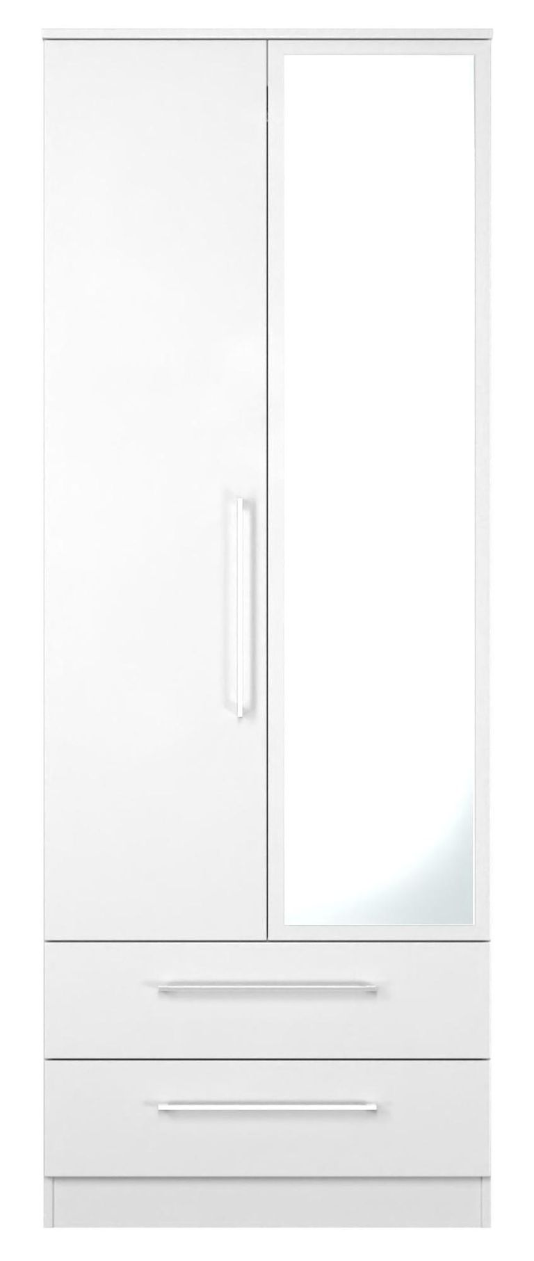 Worcester White 2 Door Tall Combi Wardrobe - 1 Mirror