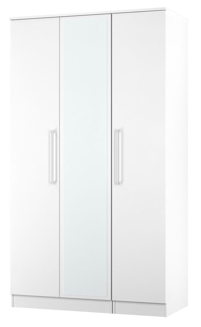 Worcester White 3 Door Mirror Tall Triple Wardrobe
