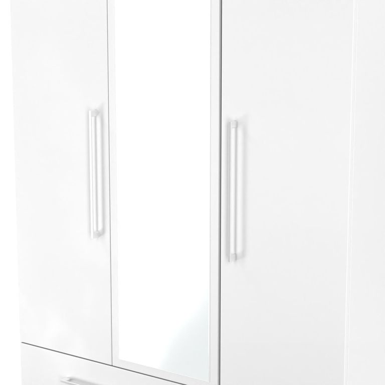 Worcester White 3 Door Tall Combi Wardrobe - LHF 2 Drawers