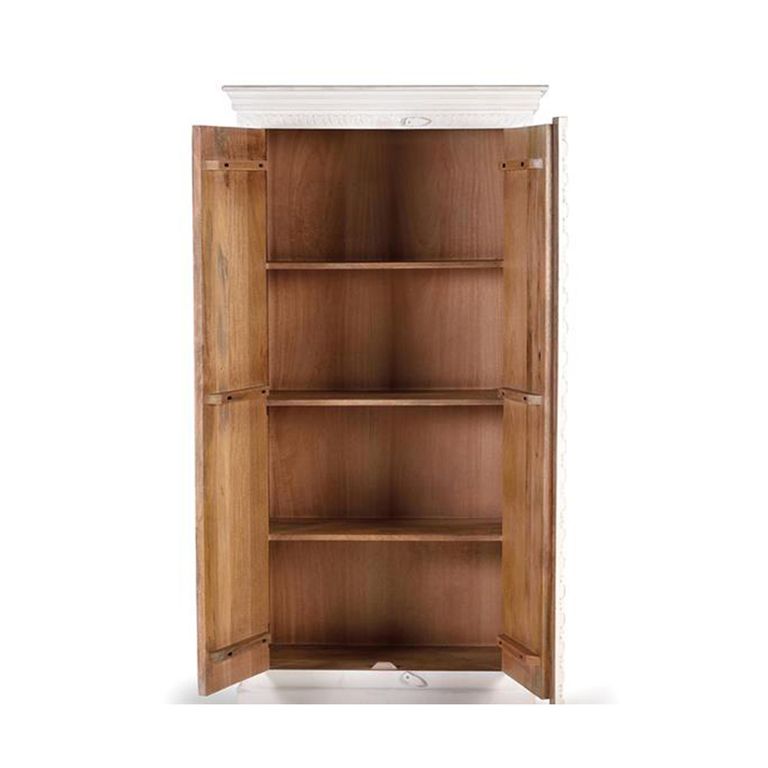 Yakima Wardrobe - 2 Door - White Carved - Mango Wood