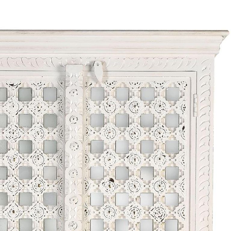 Yakima Wardrobe - 2 Door - White Carved - Mango Wood