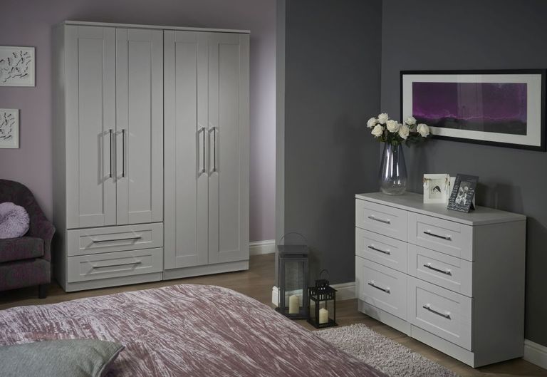 York Cashmere Ash 2 Door 2 Drawer Tall Wardrobe
