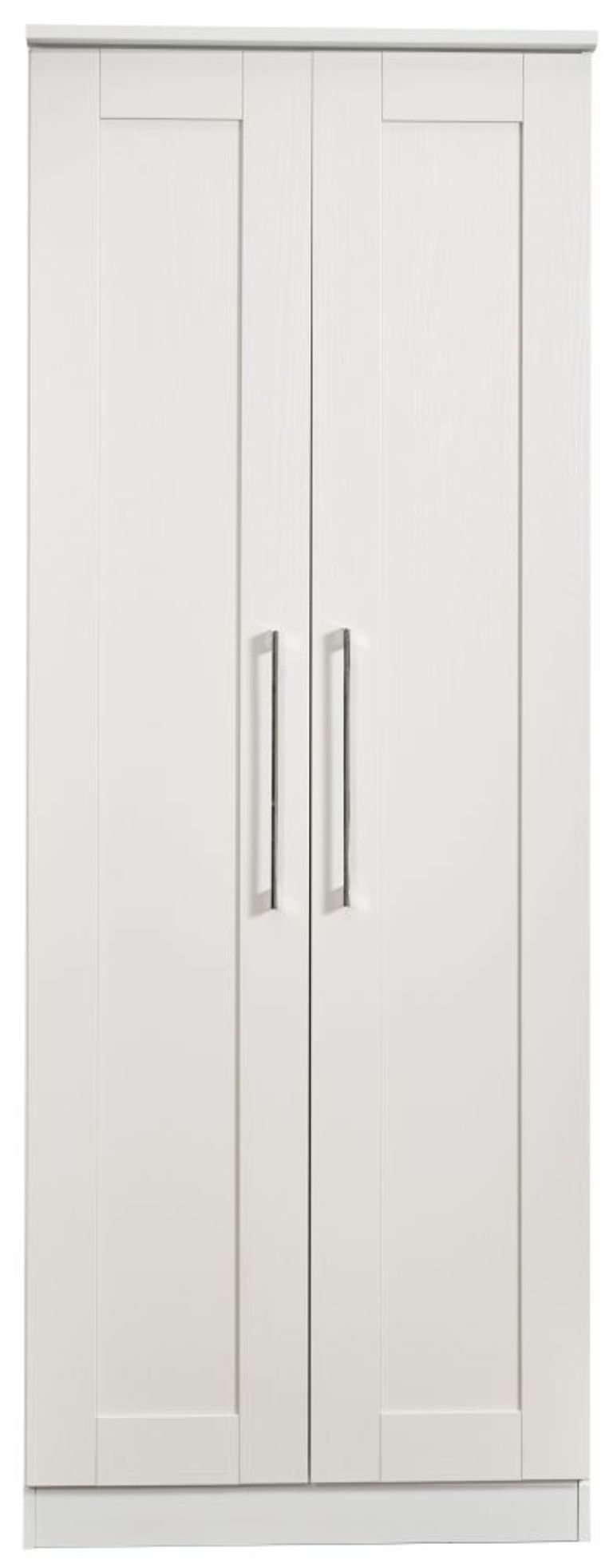 York White 2 Door Plain Tall Wardrobe