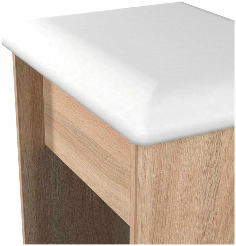 Milan Oak Effect Padded Dressing Stool
