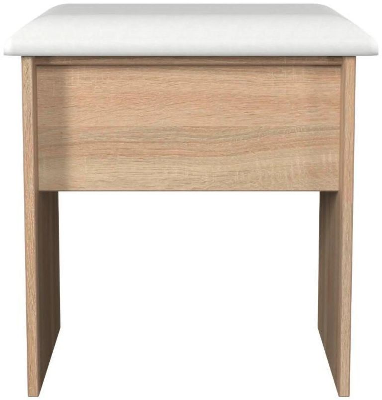 Milan Oak Effect Padded Dressing Stool