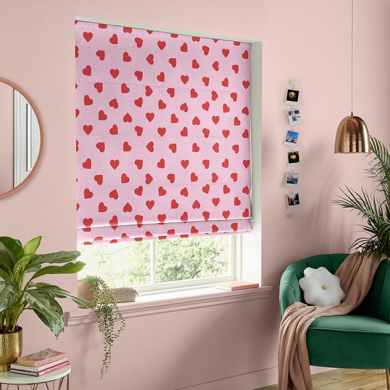 Hearts Roman Blind - Pink