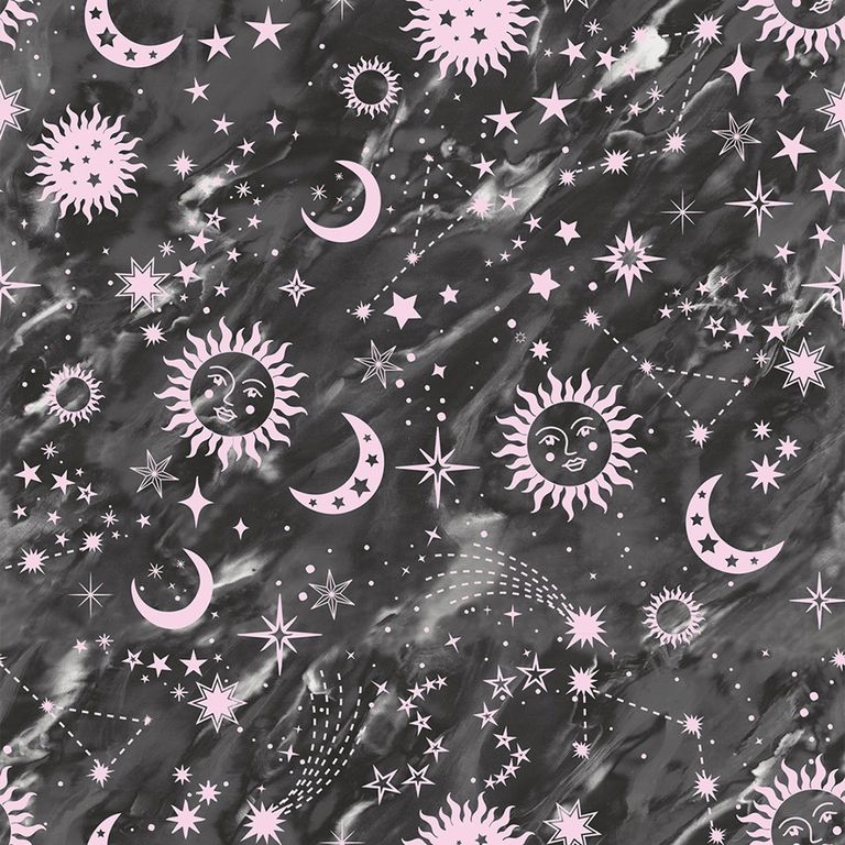 Marble Roman Blind - Celestial Black and Pink