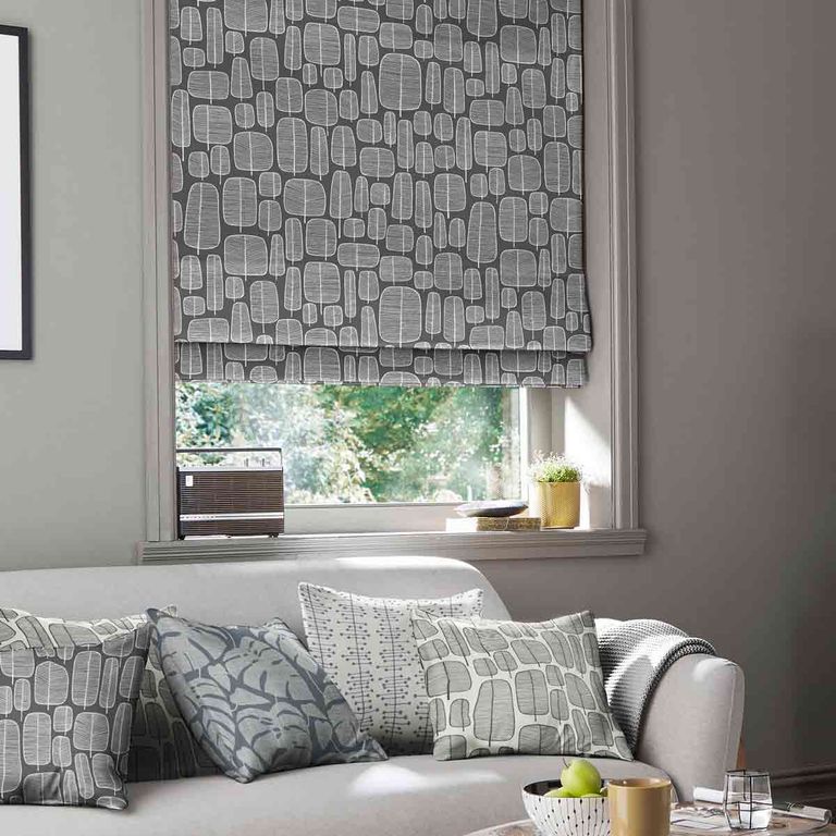 Missprint Roman Blind - Little Trees Charcoal