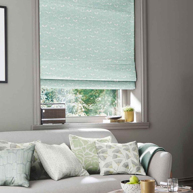 Missprint Roman Blind - Saplings Pale Aqua