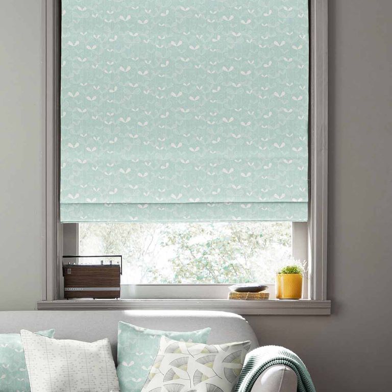 Missprint Roman Blind - Saplings Pale Aqua