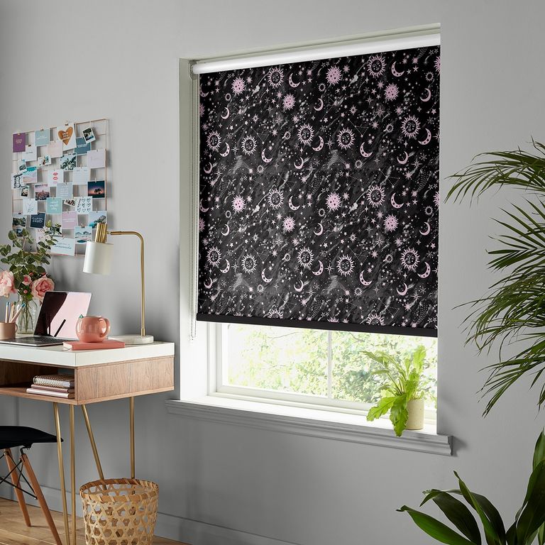 Skinny Dip Roller Blind - Marble Celestial Black and Pink