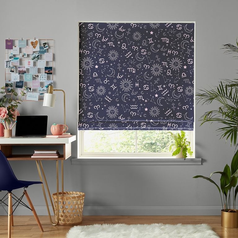 Zodiac Roman Blind - Navy and Pink