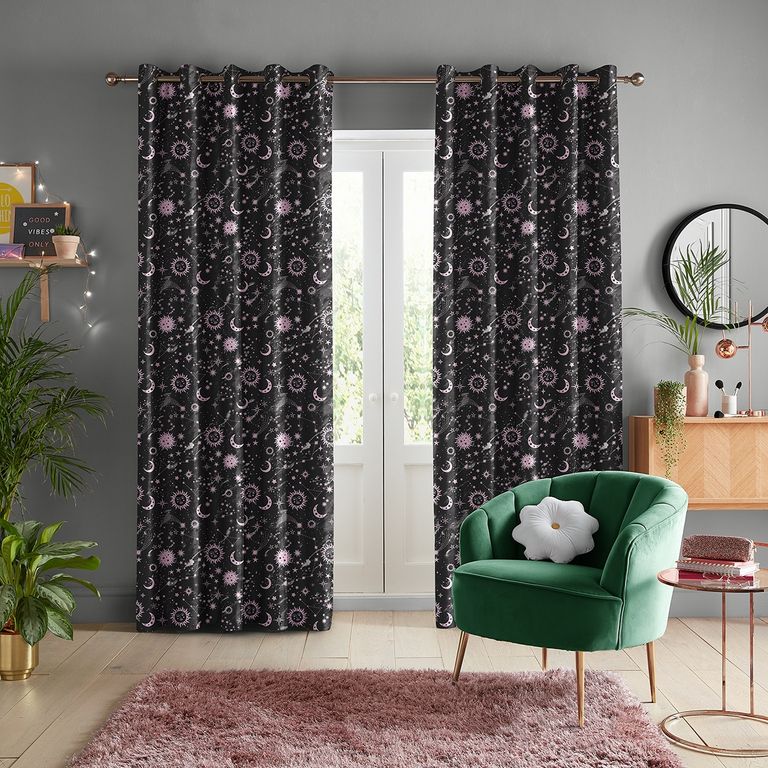 Skinny Dip Curtain - Marble Celestial Black and Pink
