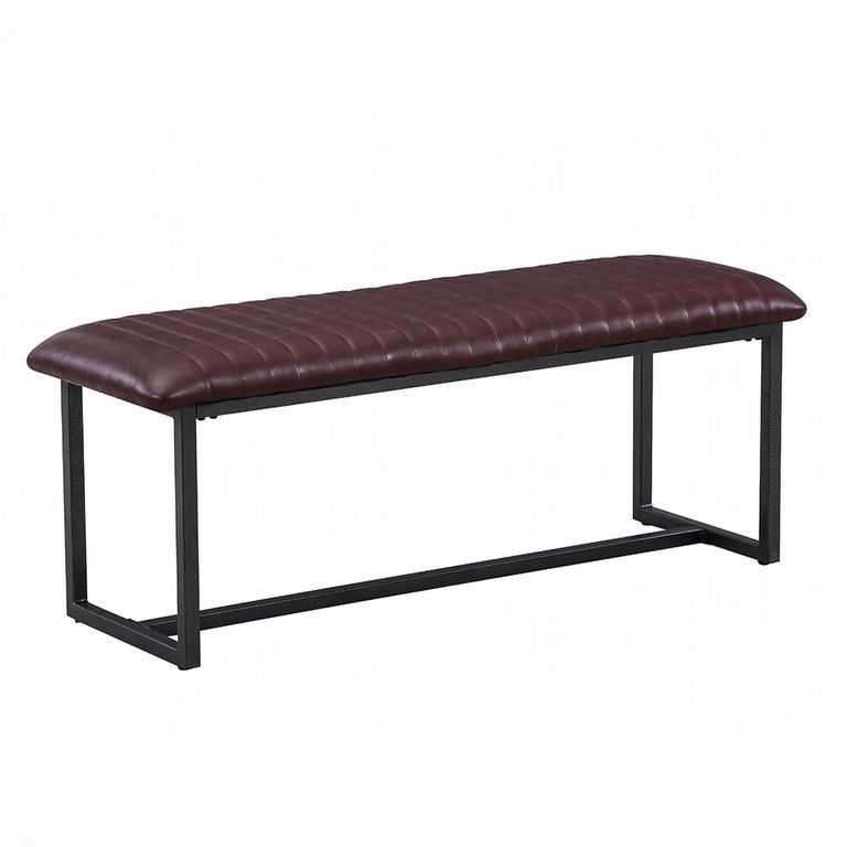 Vintage Dining Bench - Brown Faux Leather
