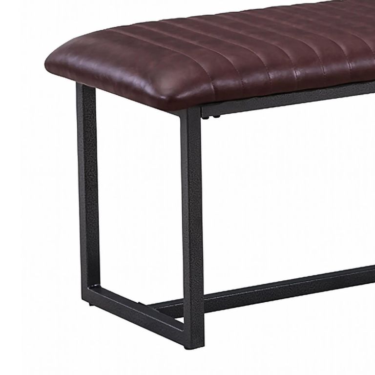Vintage Dining Bench - Brown Faux Leather