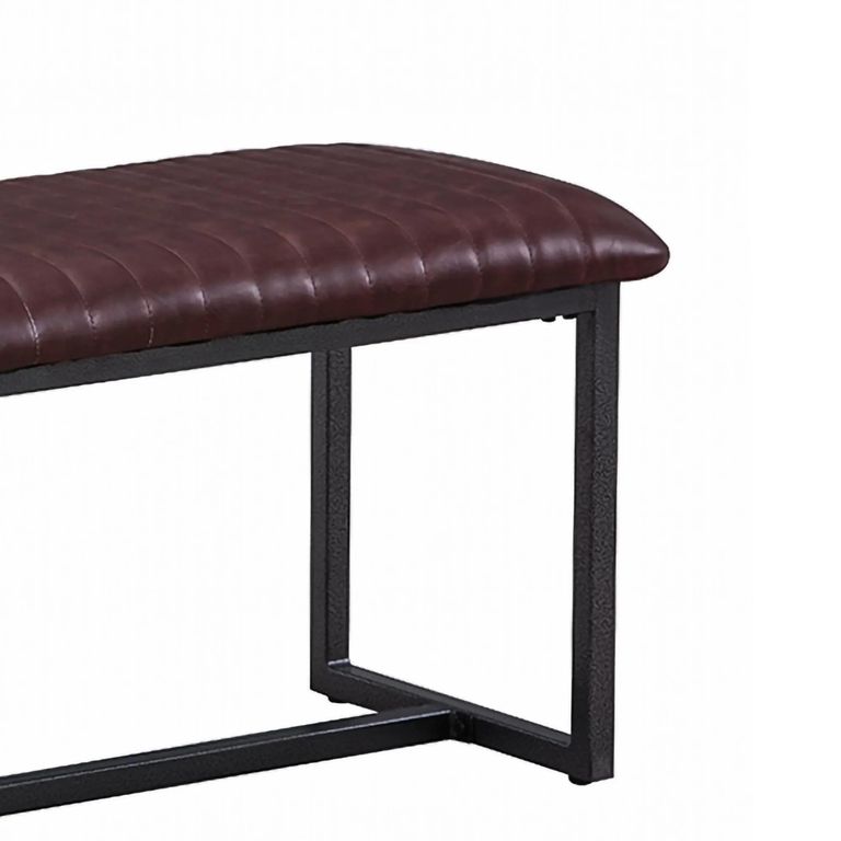 Vintage Dining Bench - Brown Faux Leather