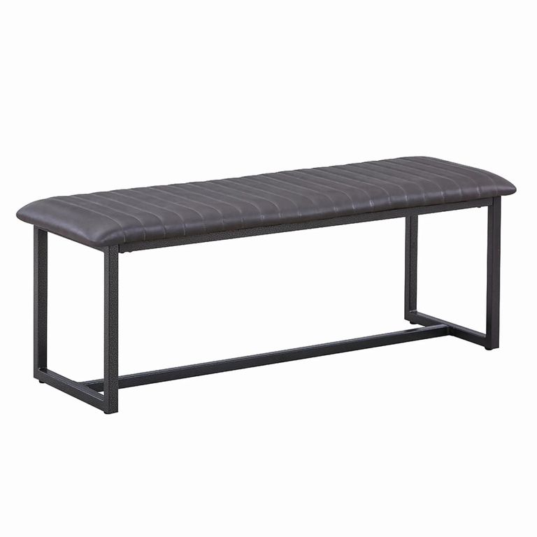 Vintage Dining Bench - Grey Faux Leather