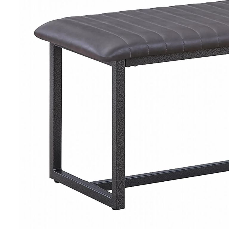 Vintage Dining Bench - Grey Faux Leather