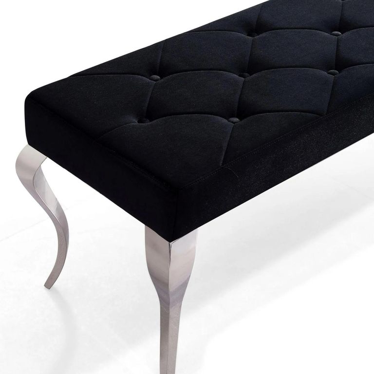 Louis Black Velvet Fabric 170cm Dining Bench