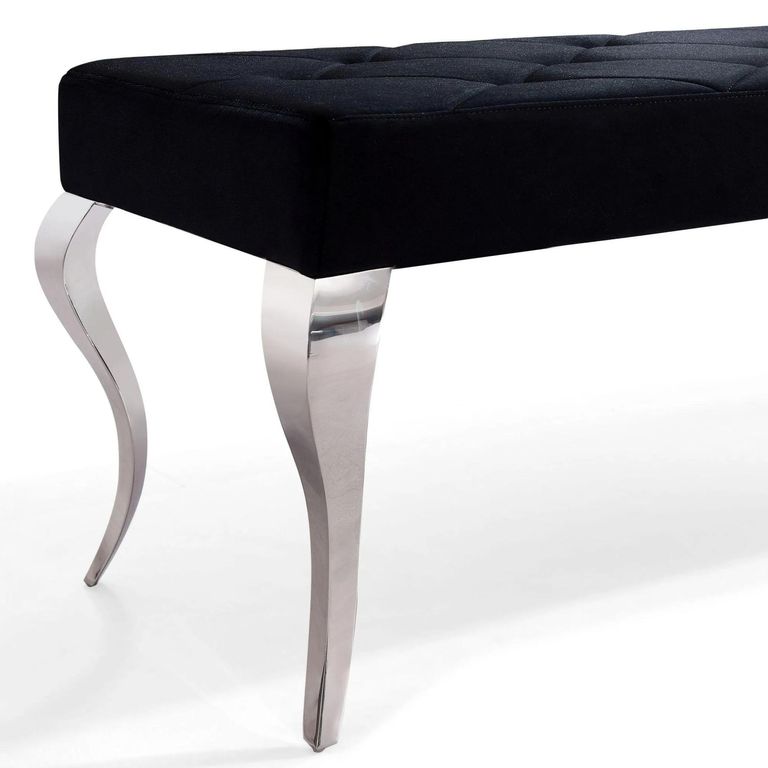 Louis Black Velvet Fabric 170cm Dining Bench