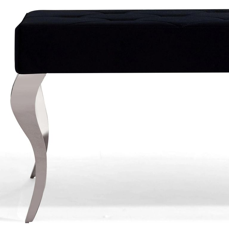 Louis Black Velvet Fabric 170cm Dining Bench