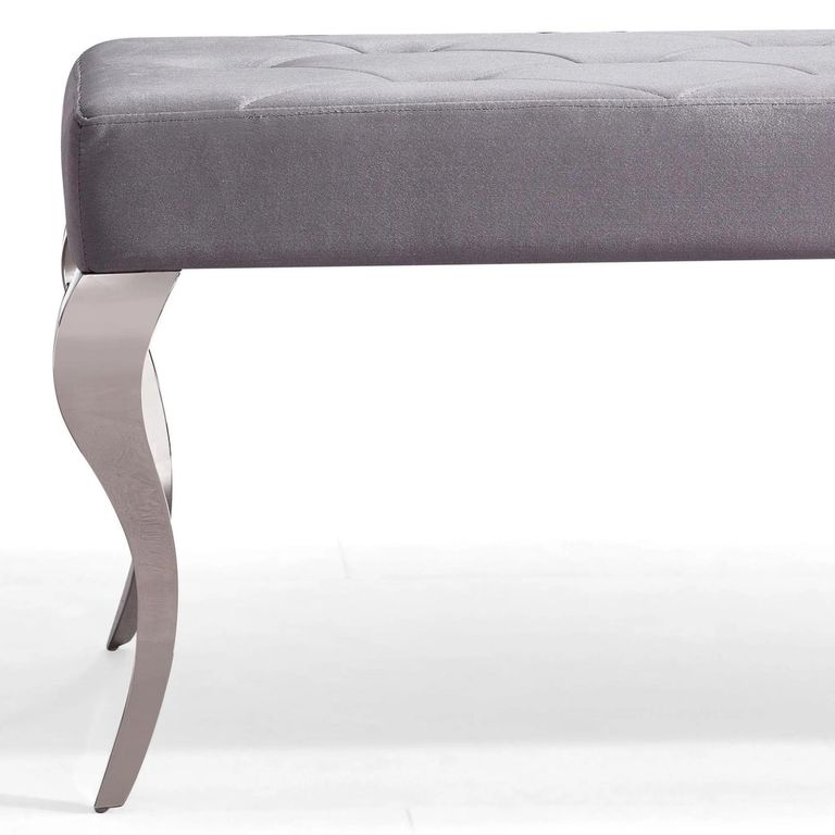 Louis Grey Velvet Fabric 170cm Dining Bench
